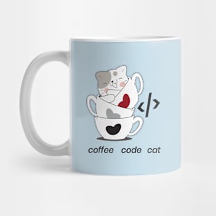 coffee code cat - meow Mug